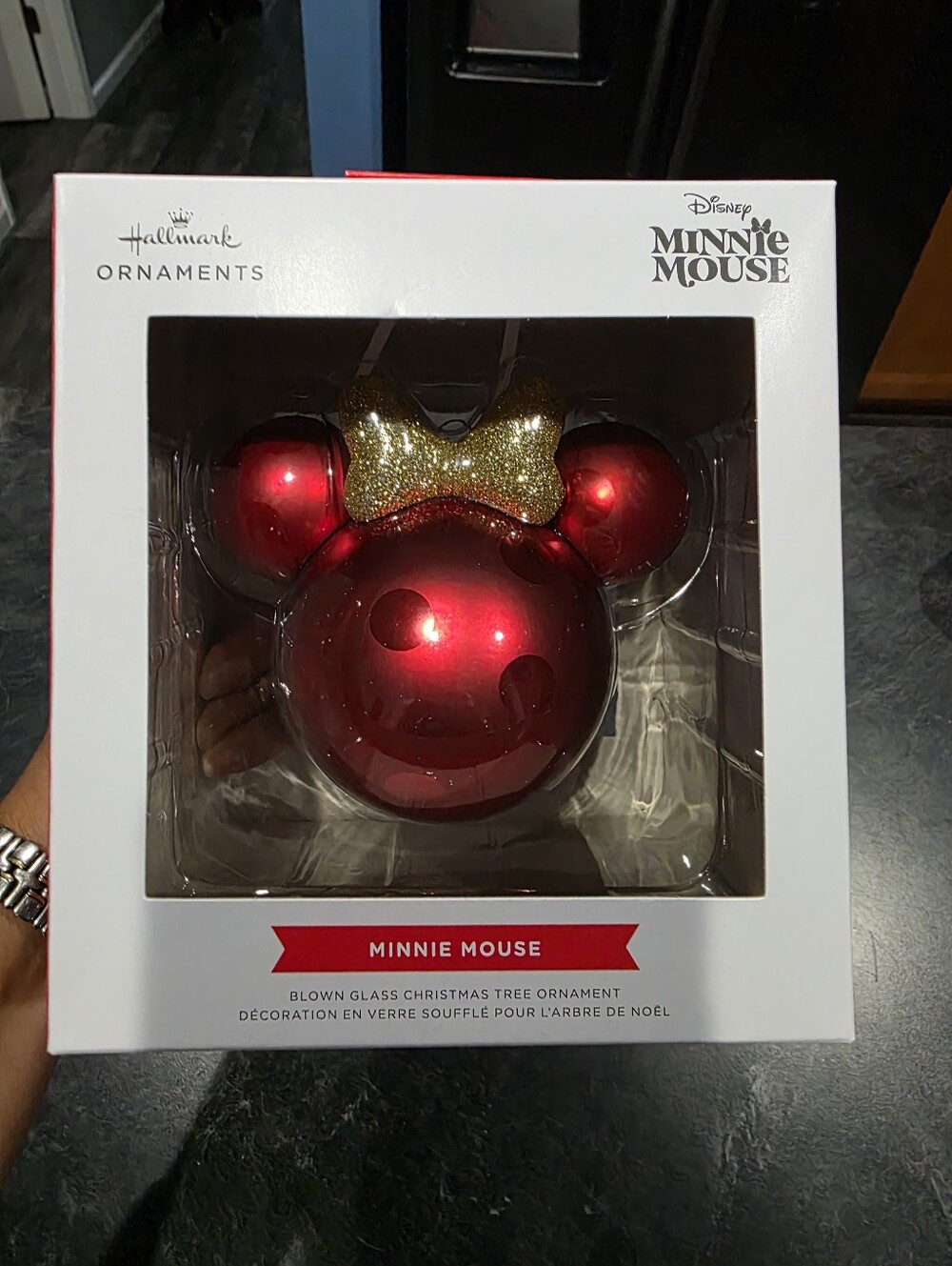 Minnie Mouse Glass Ornament